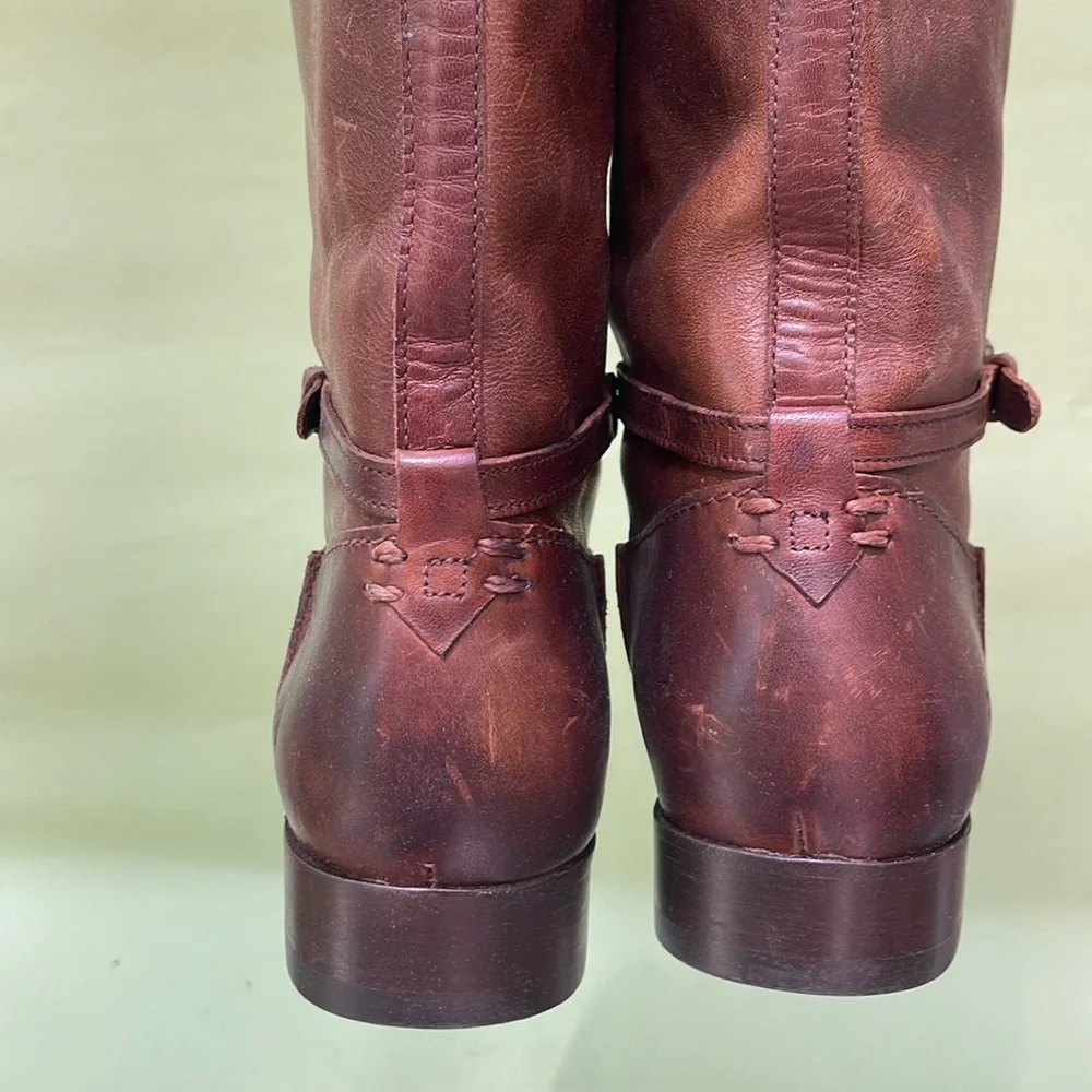 New orange brown Frye grunge leather riding boots